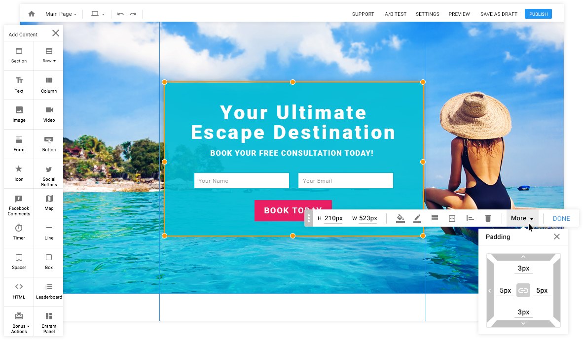 wishpond landing page editor