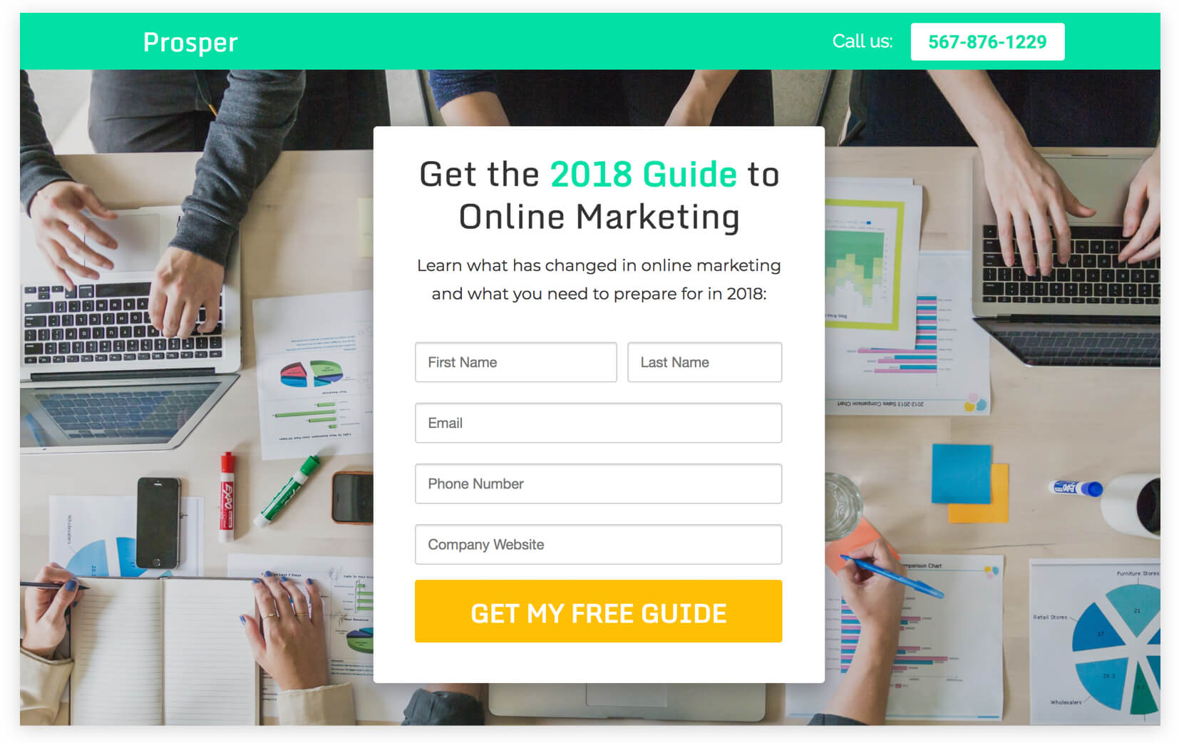 b2b ebook download landing page