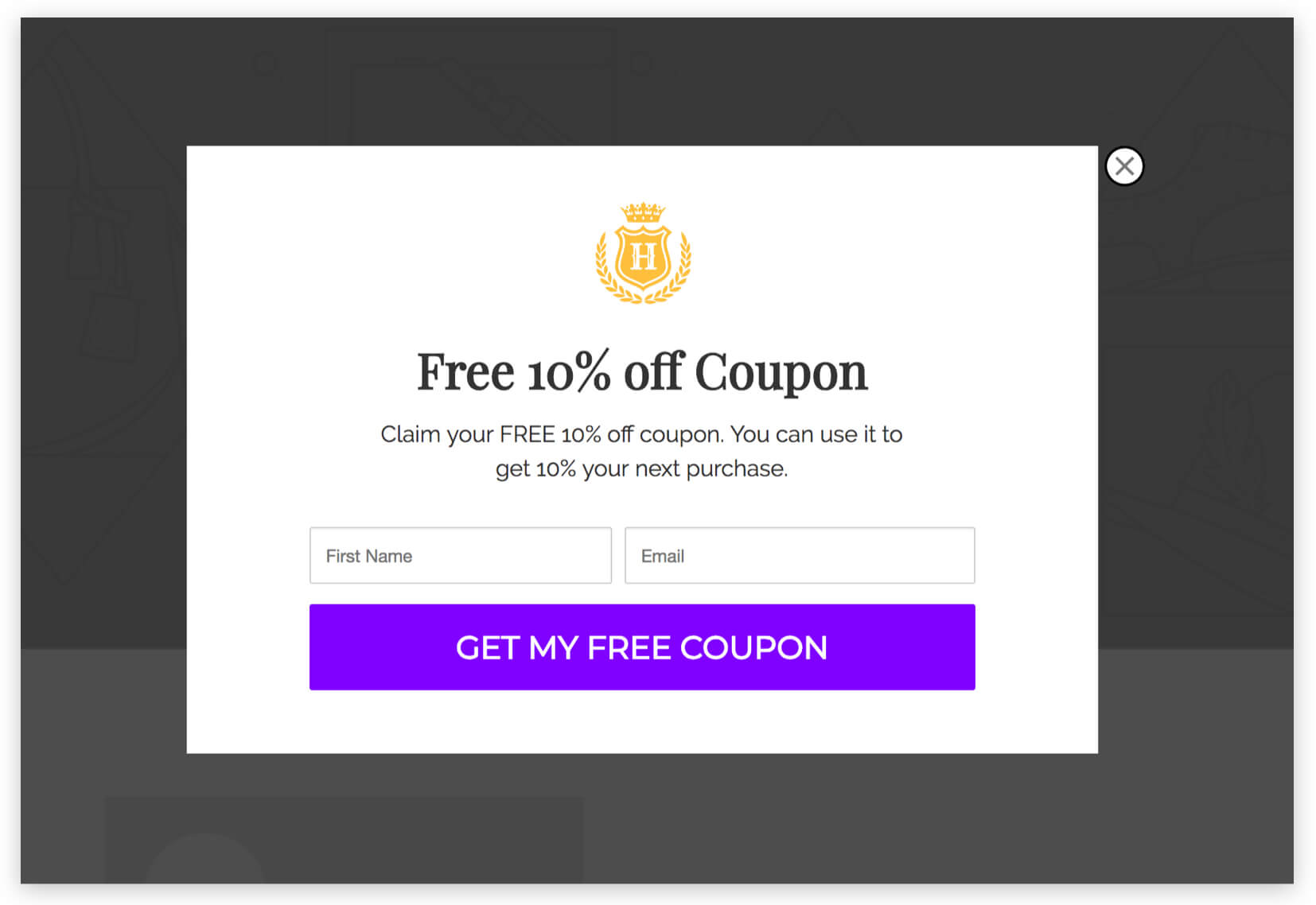 ecommerce coupon popup