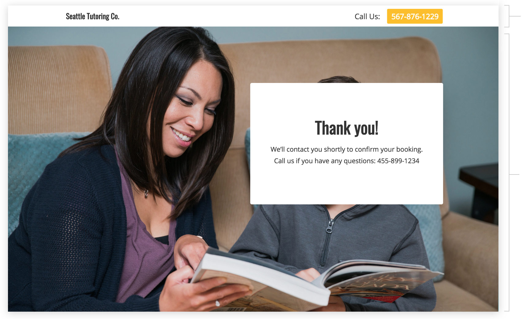 Book a Tutor thank you page