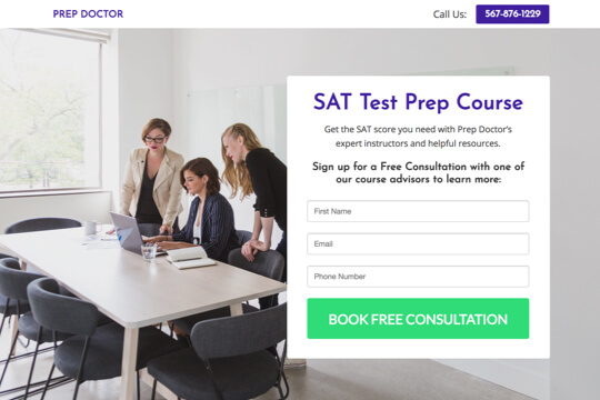 Book a Test Prep Consultation booking page