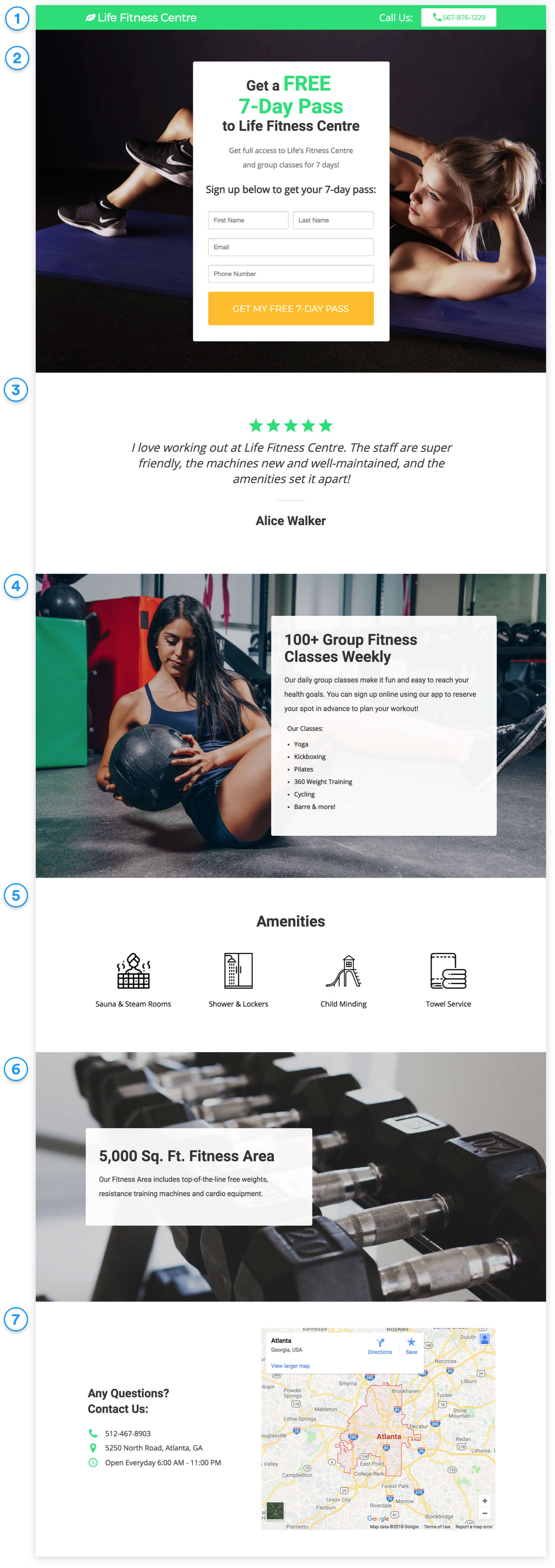 free fitness membership page example