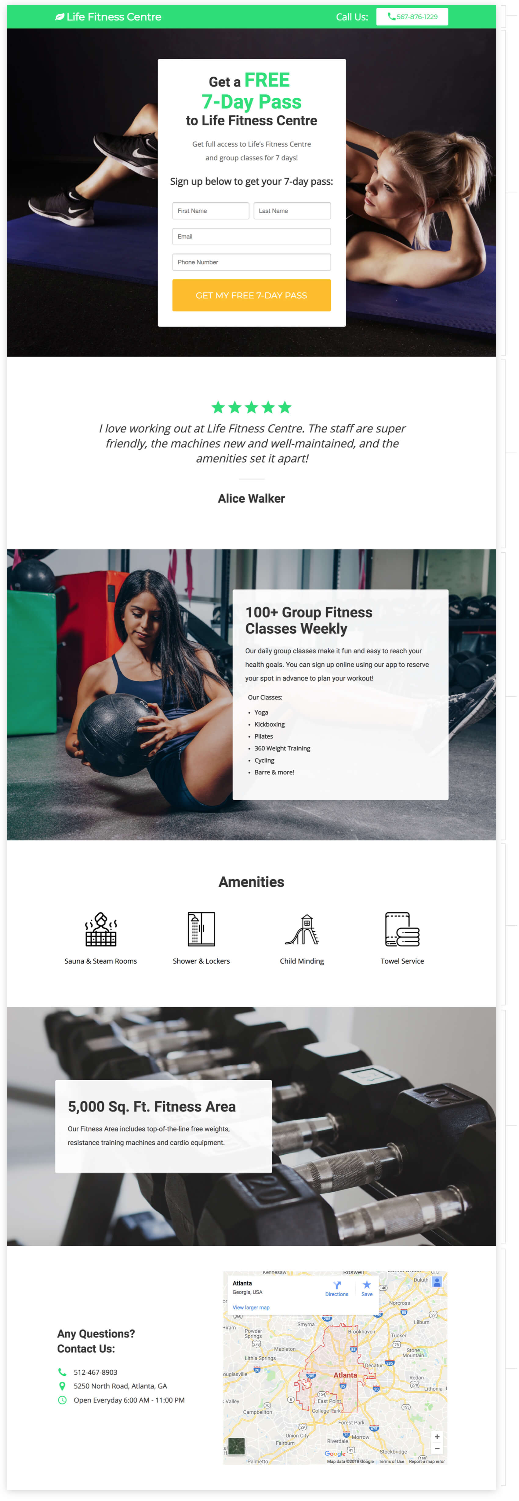 free fitness membership page example