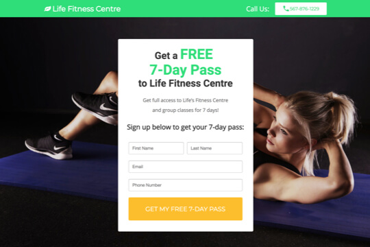 fitness membership page example