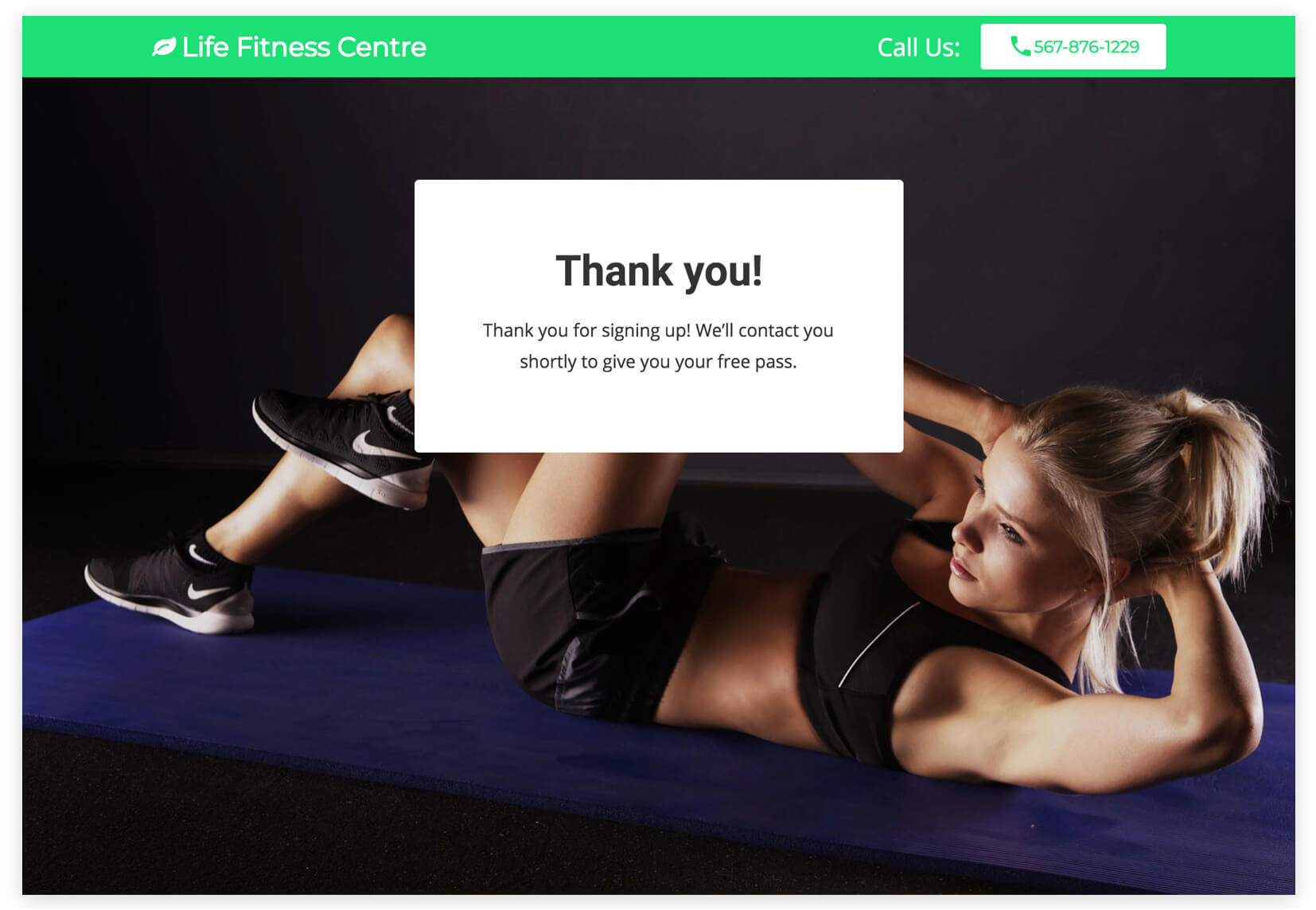 free fitness membership page example