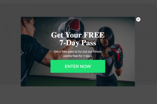 fitness membership popup