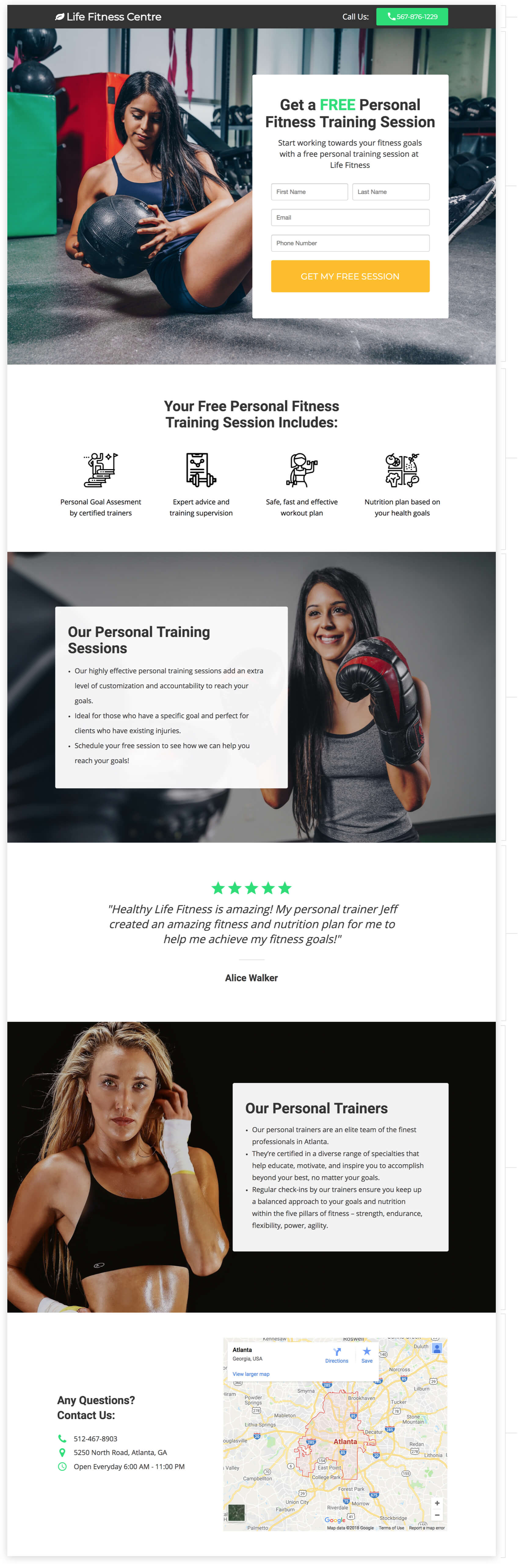 free personal training page example