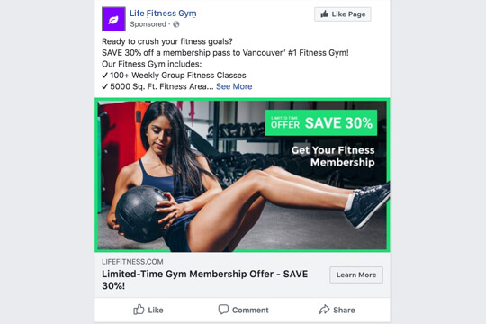 gym membership facebook ad