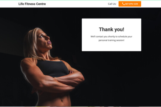 fitness personal training limited time offer thank you page