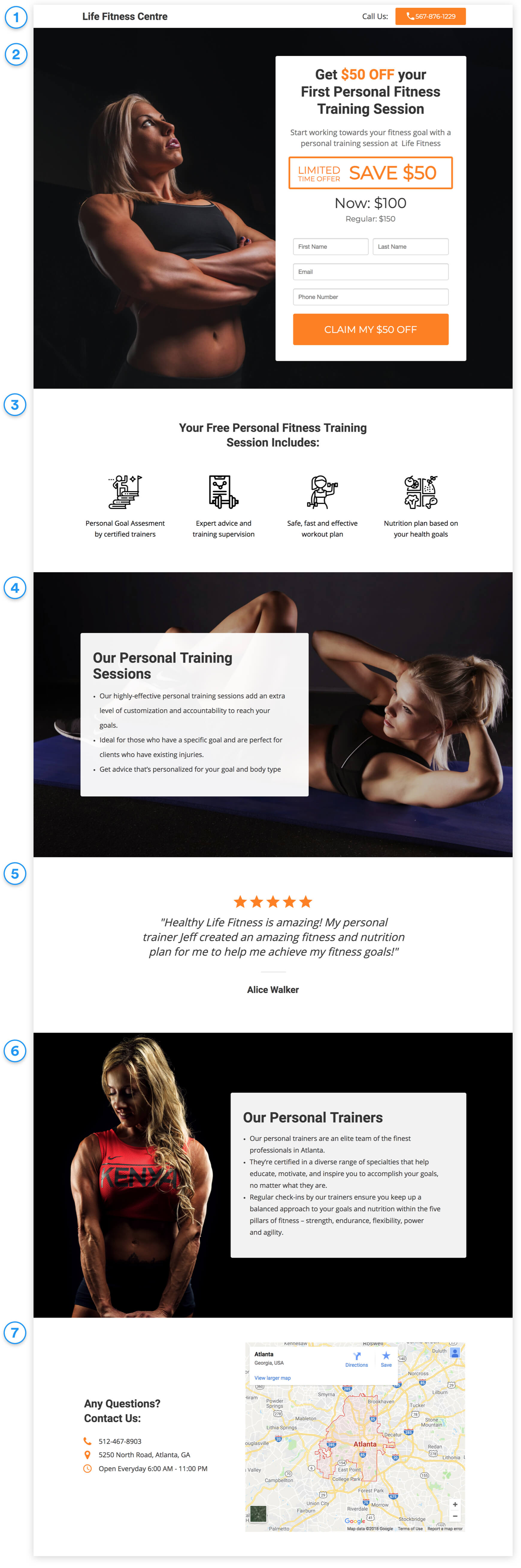 fitness personal training limited time offer landing page