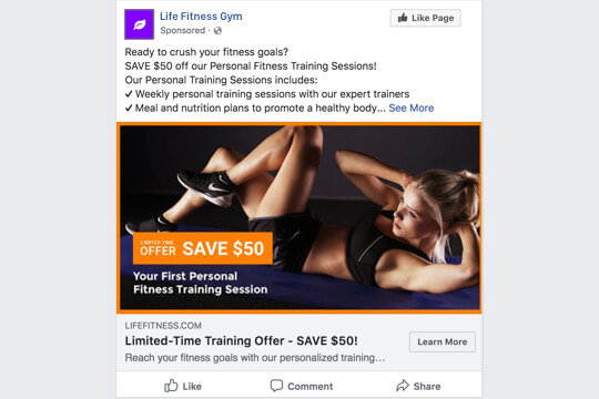gym fitness personal training limited time offer facebook ad