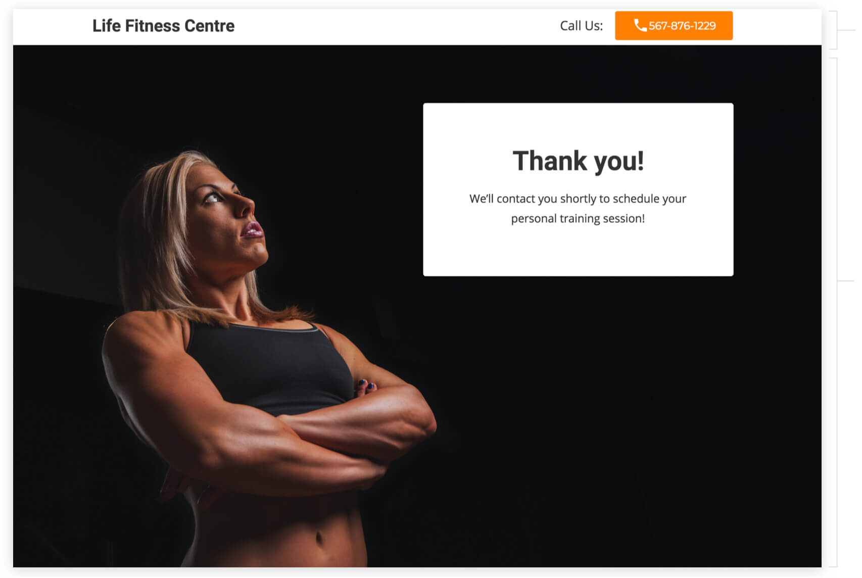 fitness personal training limited time offer thank you page