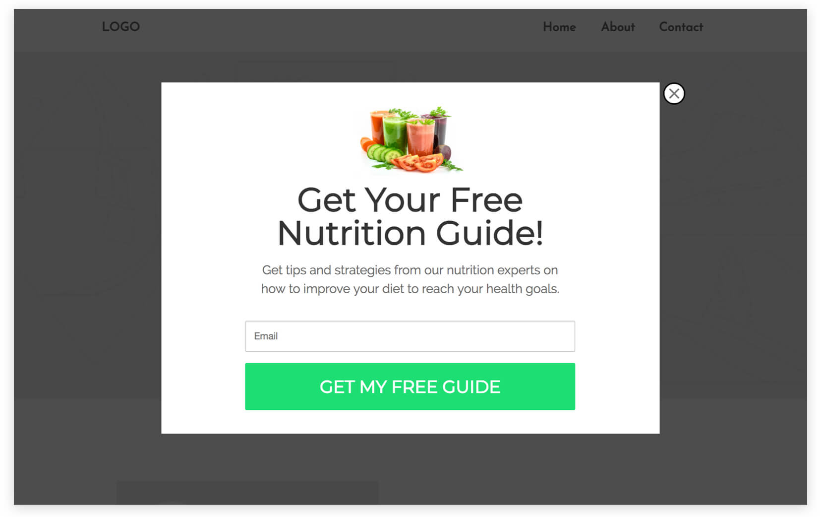 fitness nutrition ebook popup