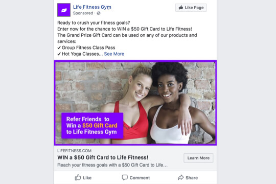 fitness referral contest facebook ad