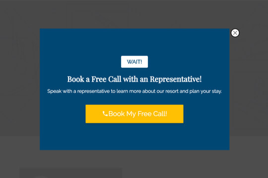 book a hotel call exit popup