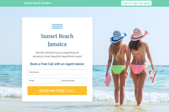hotel resort book call with agent booking page