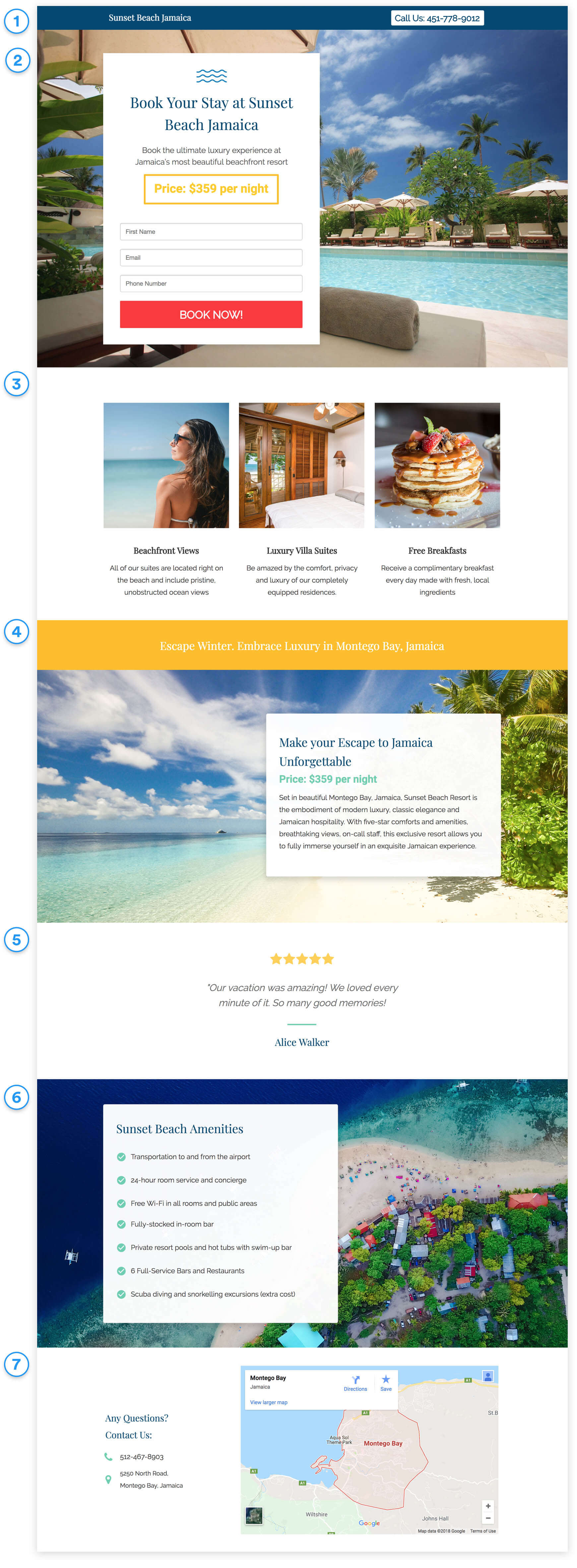 book hotel resort stay landing page template