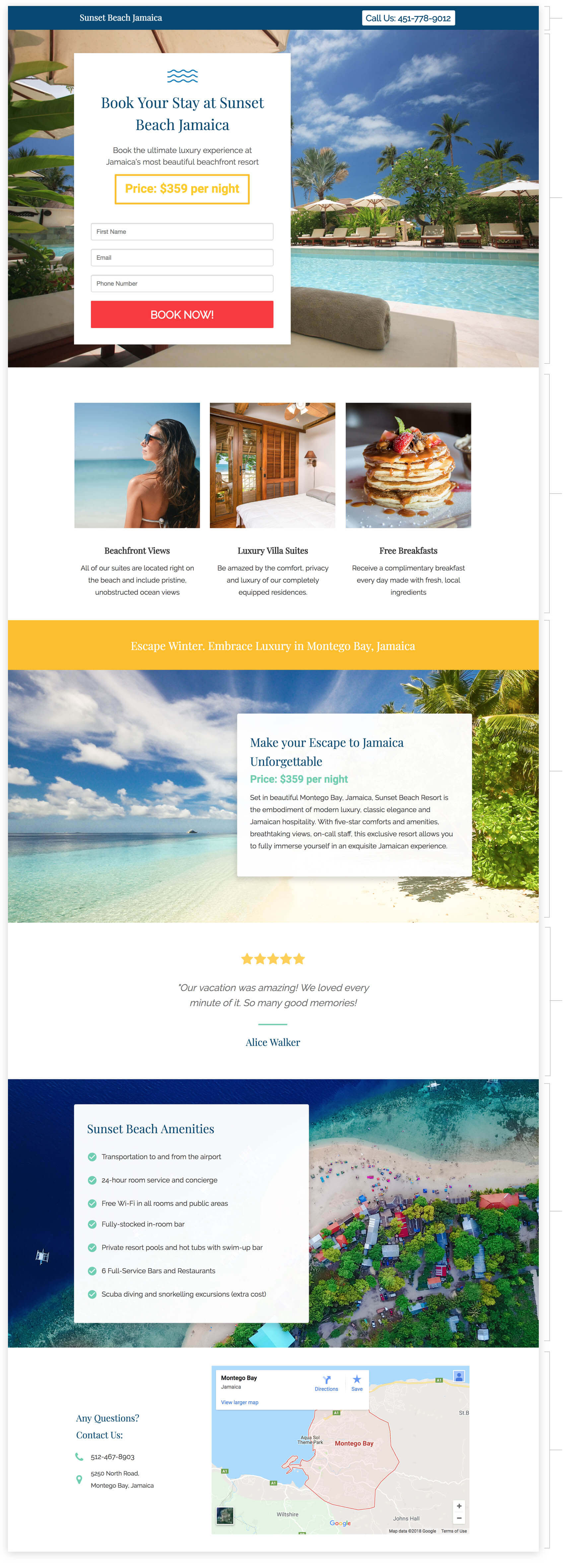 book hotel resort stay landing page template