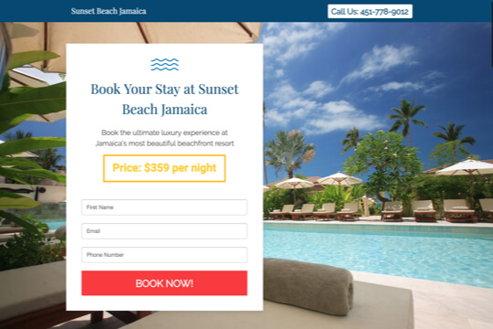 hotel resort stay booking page