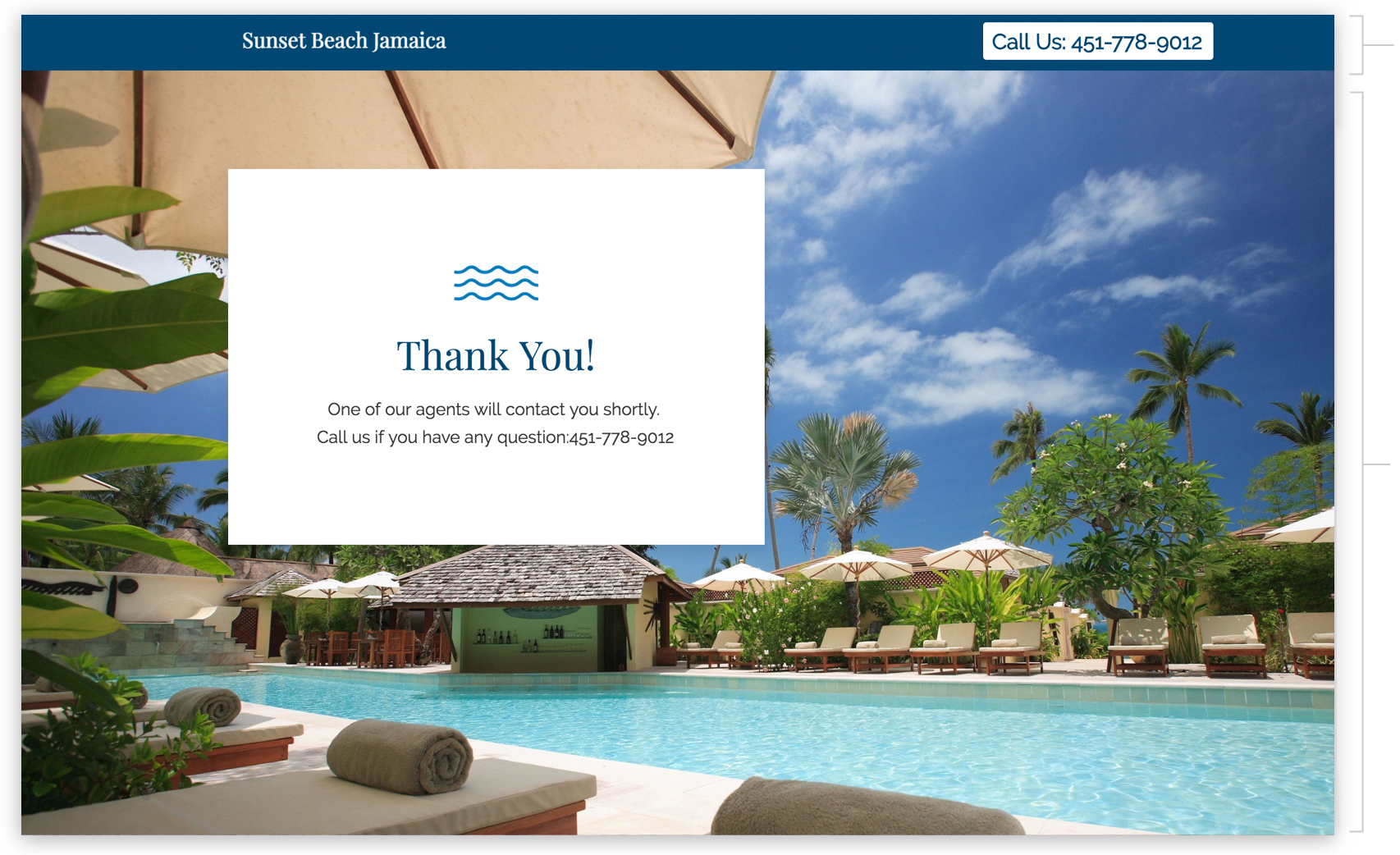 book hotel resort stay thank you page