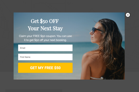 hotel resort discount coupon Popup