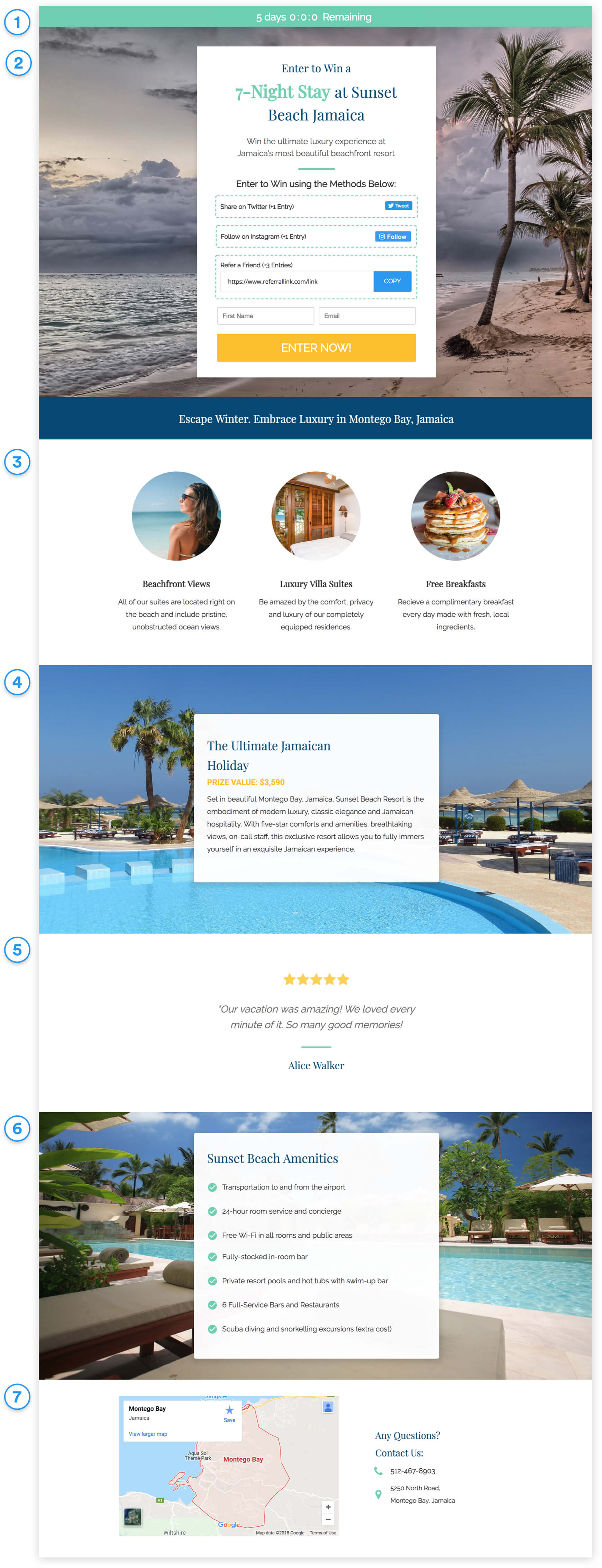 hotel resort giveaway page template
