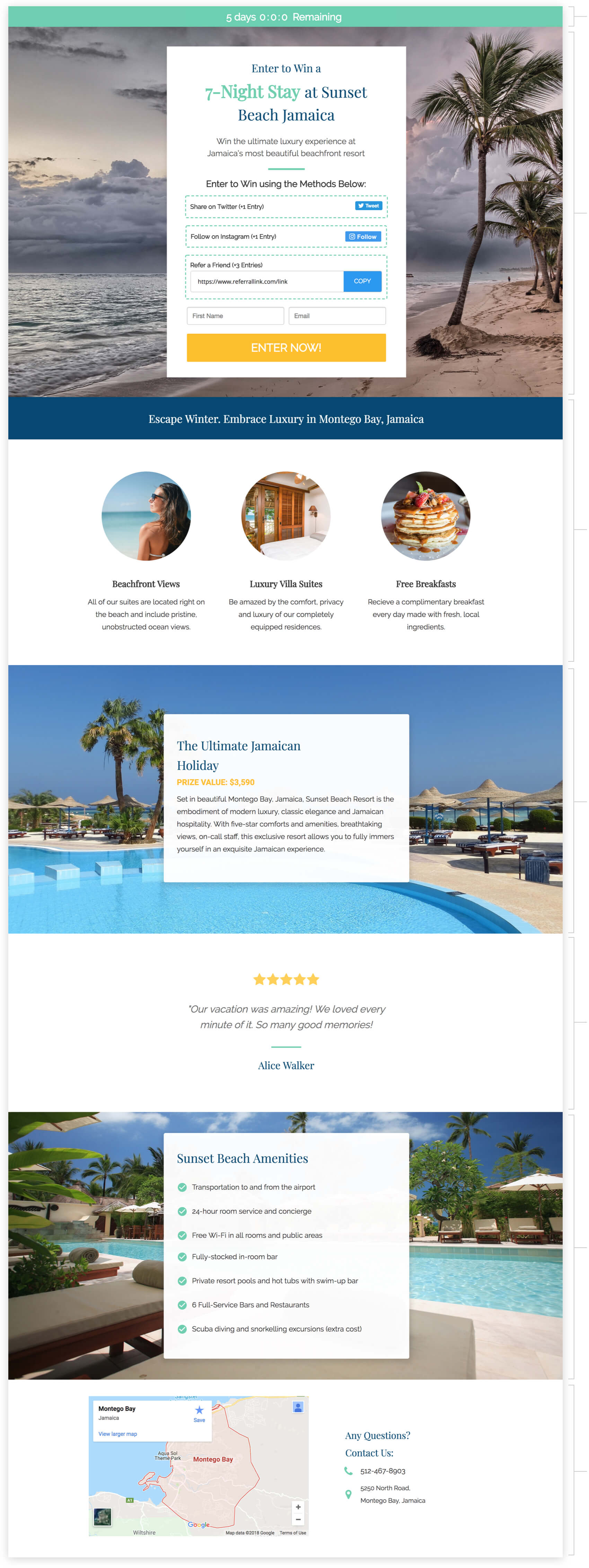 hotel resort giveaway landing page template