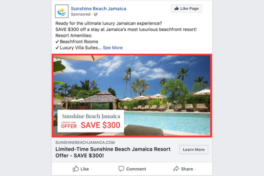 hotel resort limited time offer facebook ad