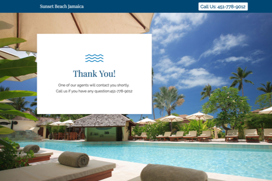 hotel resort limited time offer thank you page