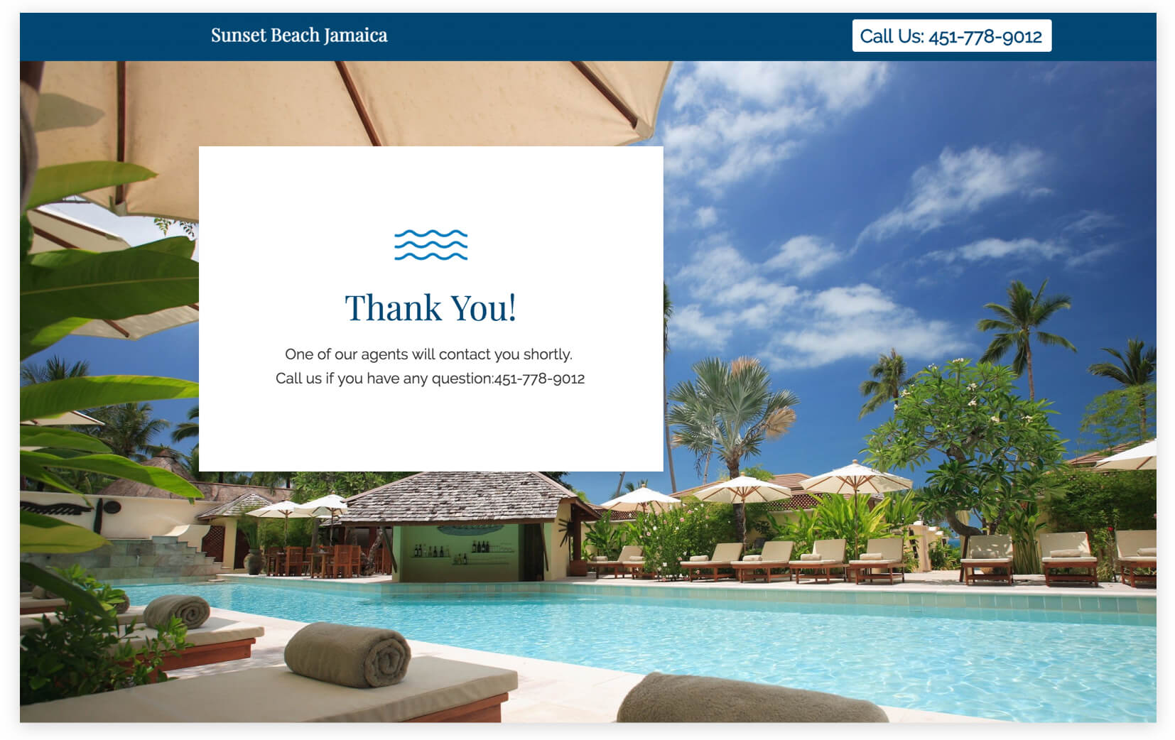 hotel resort limited time offer thank you page