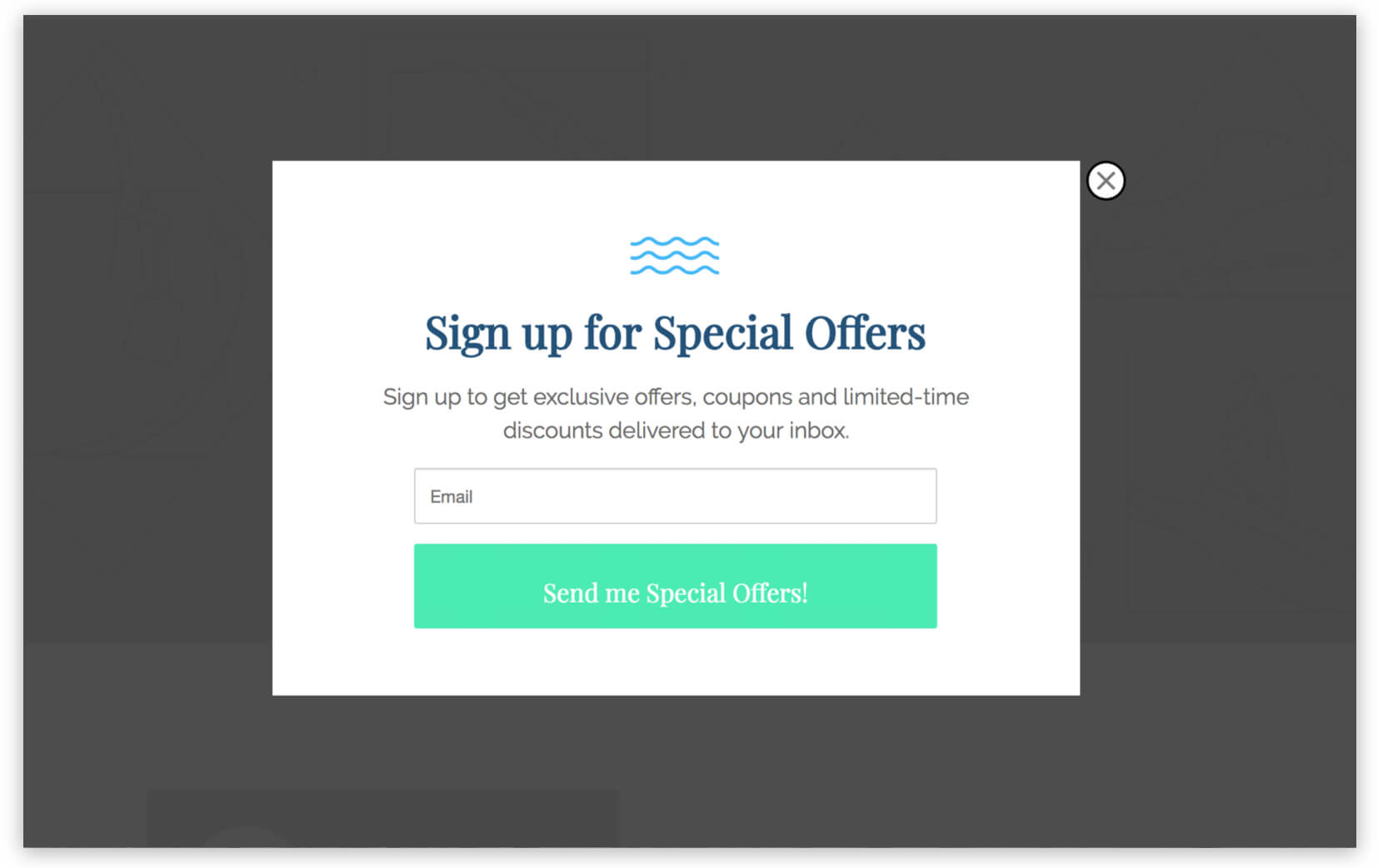 hotel resort special offers sign up popup