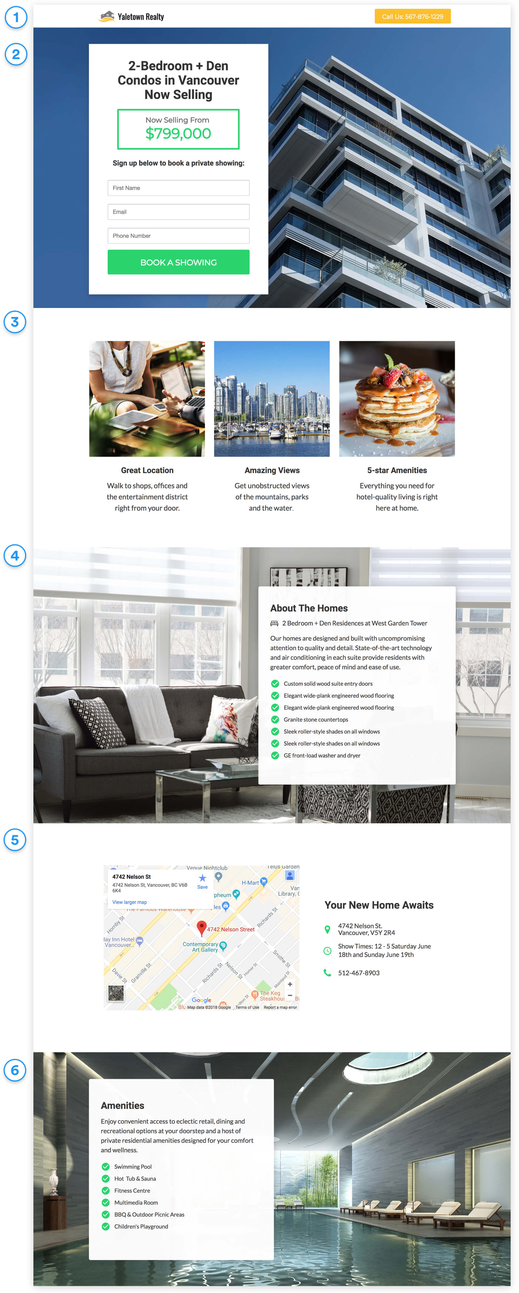 real estate book a showing landing page