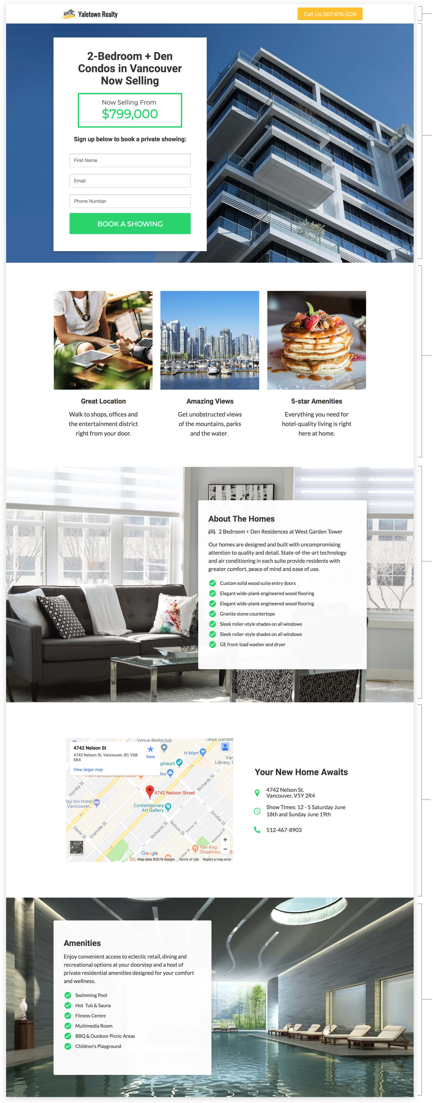 real estate book a showing landing page