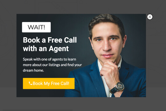 real estate book a free call with an agent popup