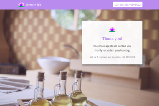 book aromatherapy treatment thank you page