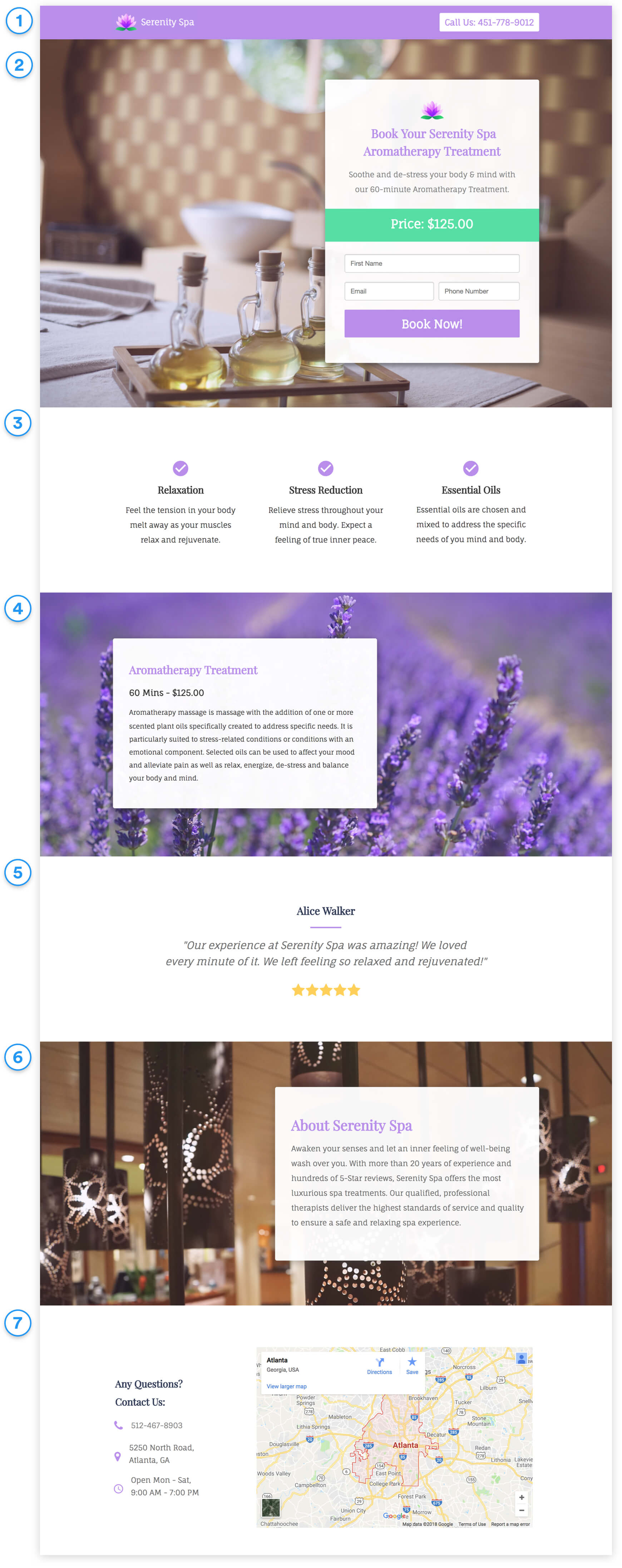 book aromatherapy treatment landing page template