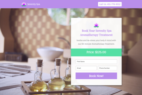 aromatherapy treatment booking page