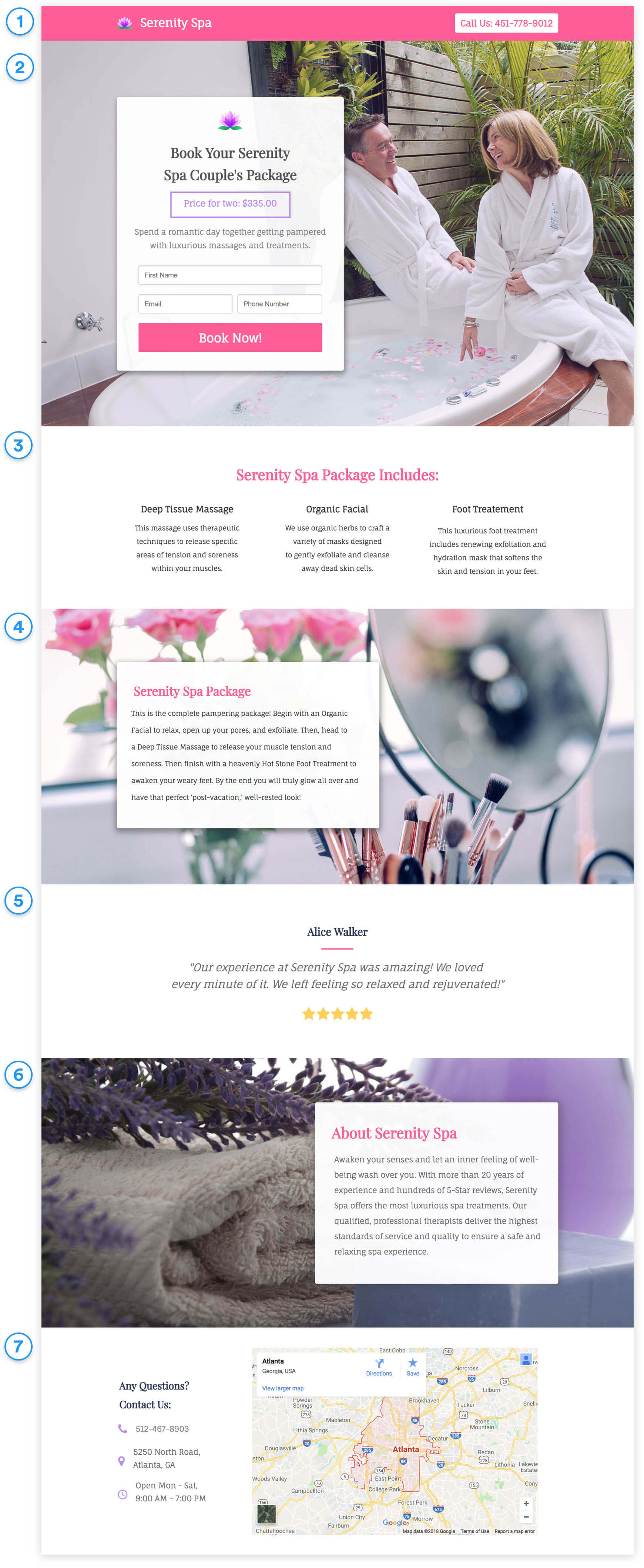 book couples spa package landing page template