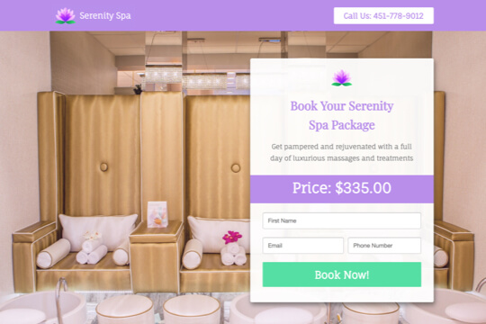 book spa package page