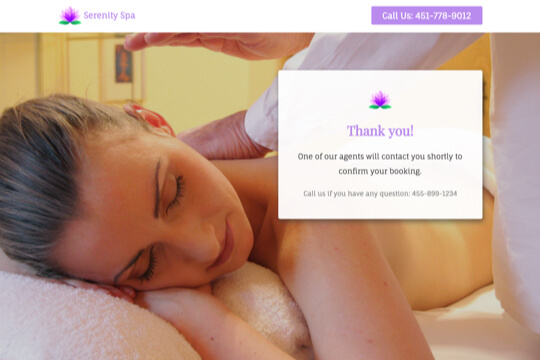 book a deep tissue massage booking page thank you page