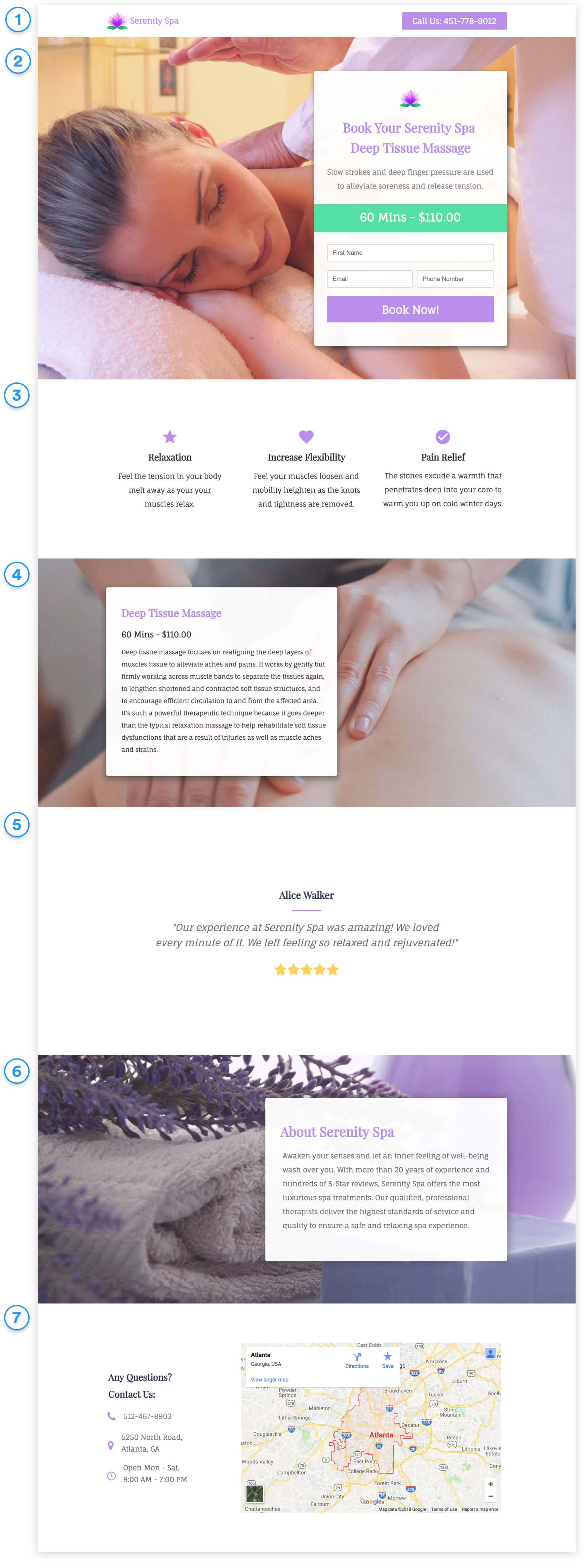 book deep tissue massage landing page template