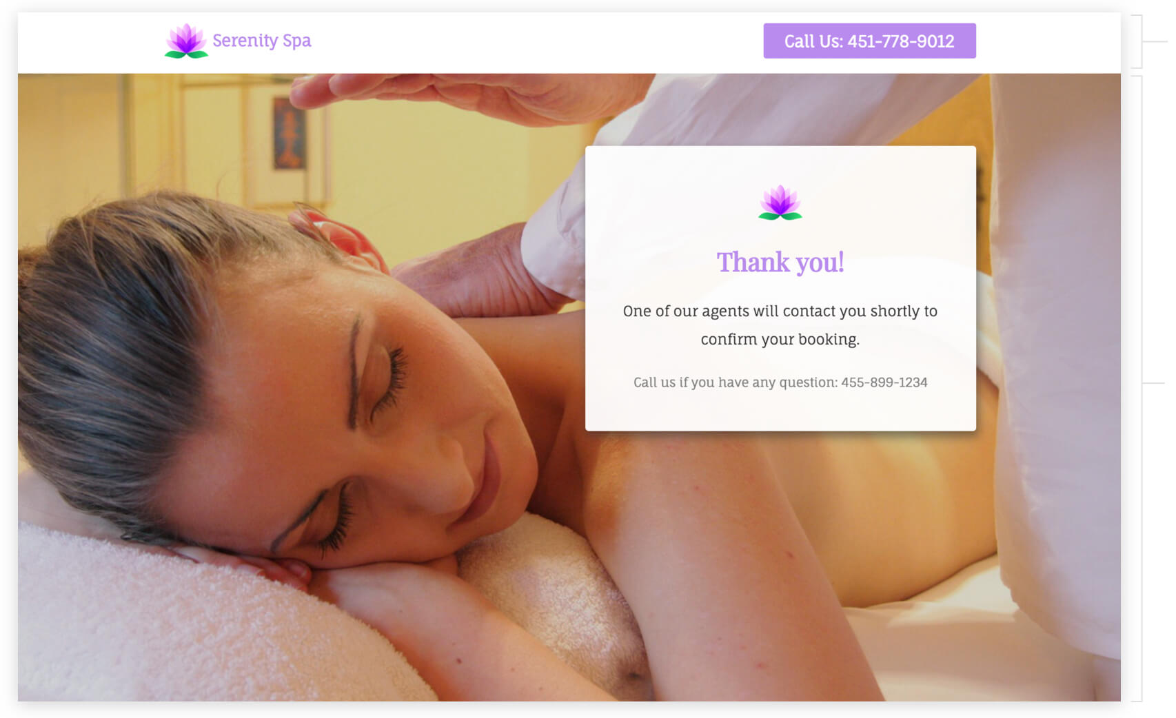 book deep tissue massage thank you page