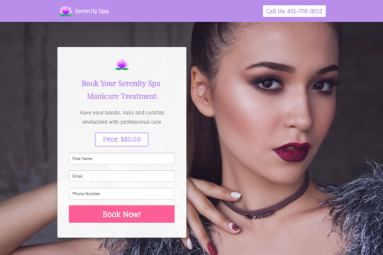 manicure treatment booking page