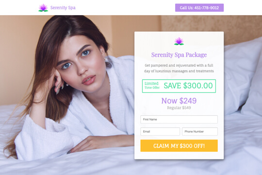 limited-time spa package offer page