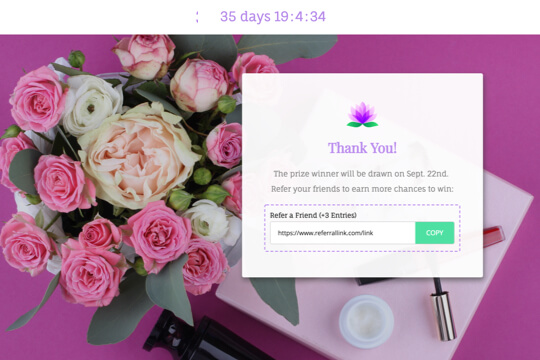 spa refer-a-friend contest thank you page
