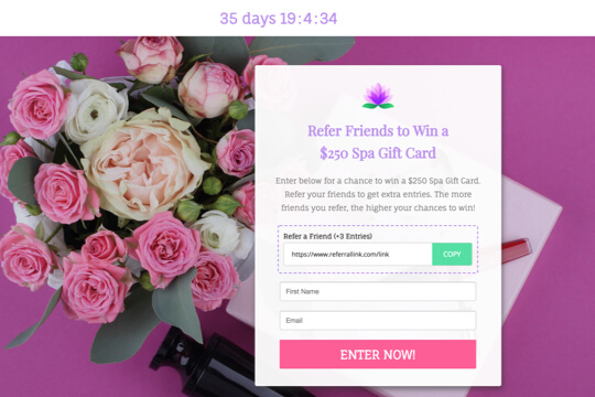 spa refer-a-friend contest page