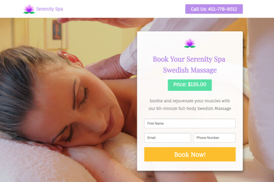 swedish massage booking page