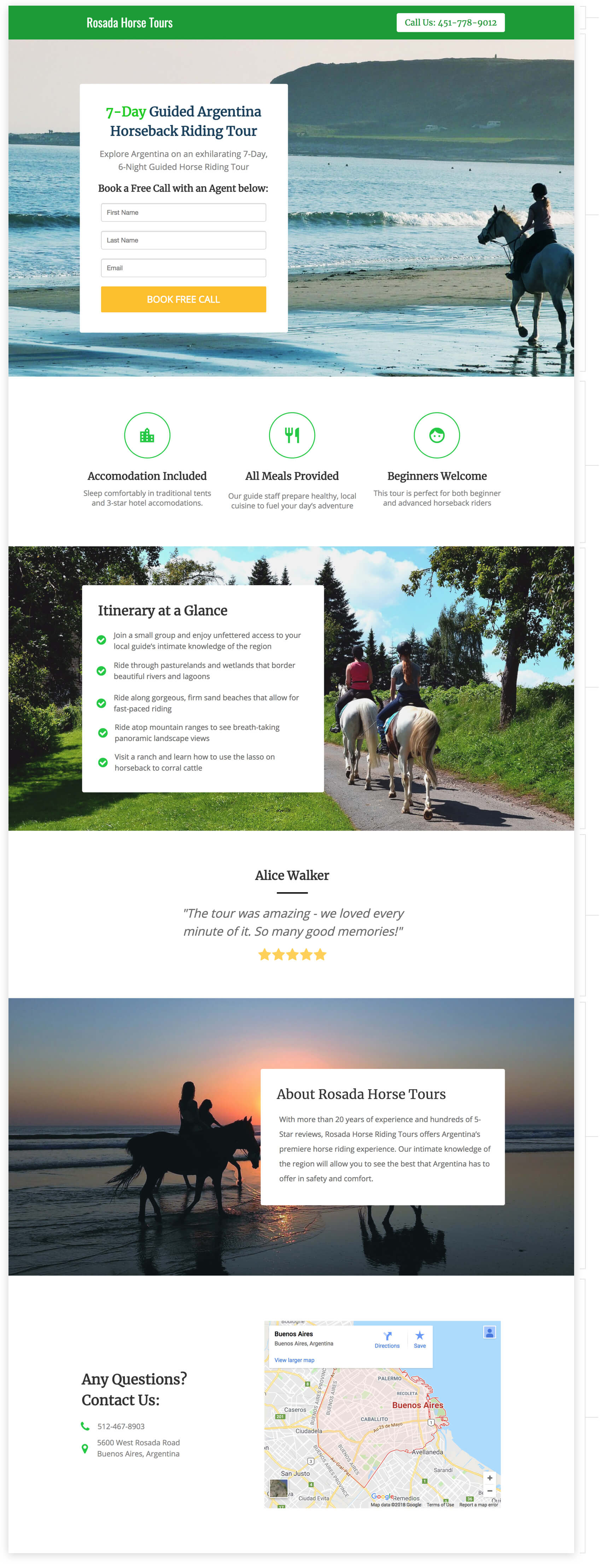 book a call with tour agent landing page