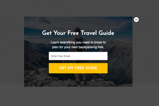 tour travel ebook popup