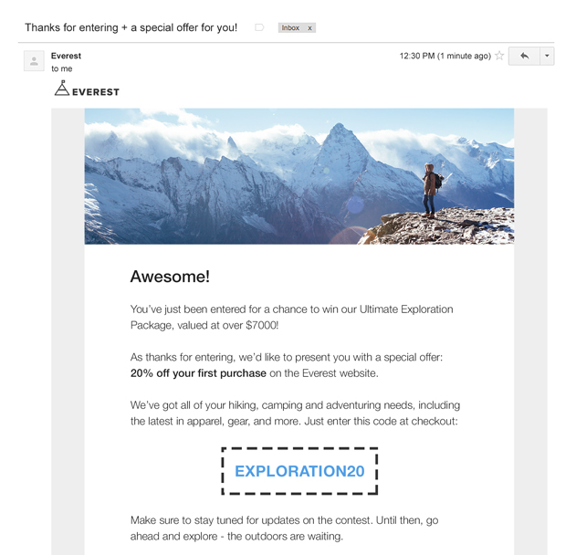 Email marketing example for Shopify